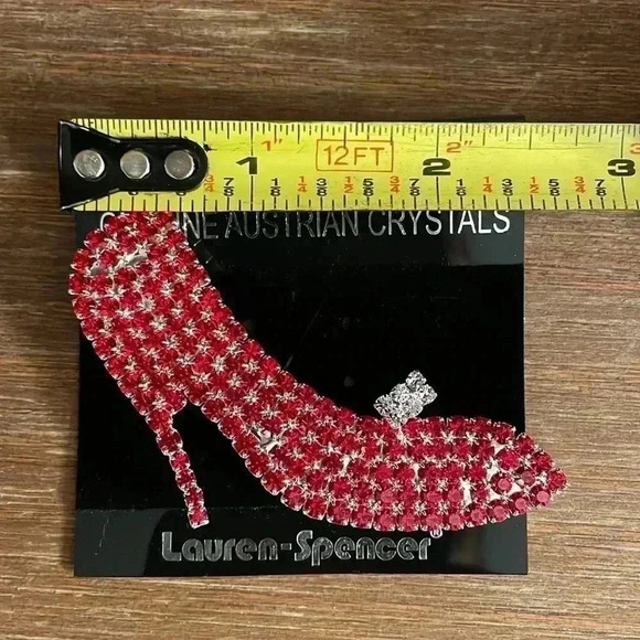 Lauren-Spencer Red Shoe Crystal Brooch NEW - Picture 3 of 11